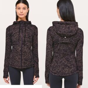 Lululemon Hooded Define Jacket Lacescape Rose Lace Size 4 Black Pink
